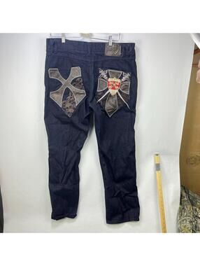 Vintage Y2K Pelle Pelle Baggy Skull Crest Jeans 38